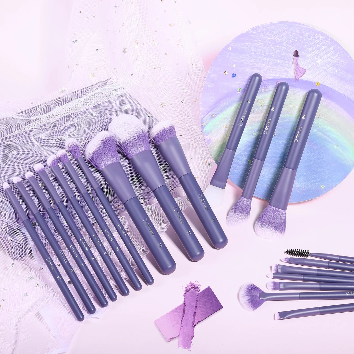 DUcare Purple - Set de 20 Pinceaux Professionnel avec Sac de Rangement