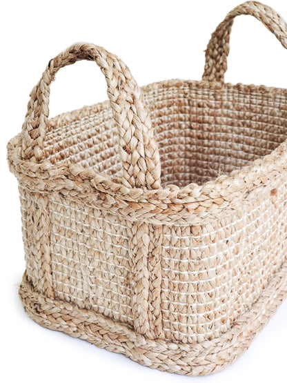 Panier rectangulaire en jute – Artisanat durable