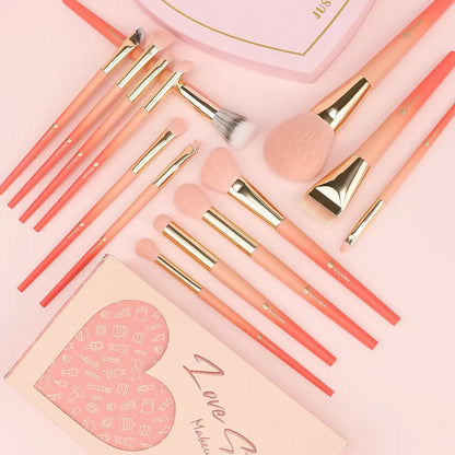 DUcare LOVE - Set de 14 Pinceaux de Maquillage avec Poignées en Forme de Cœur