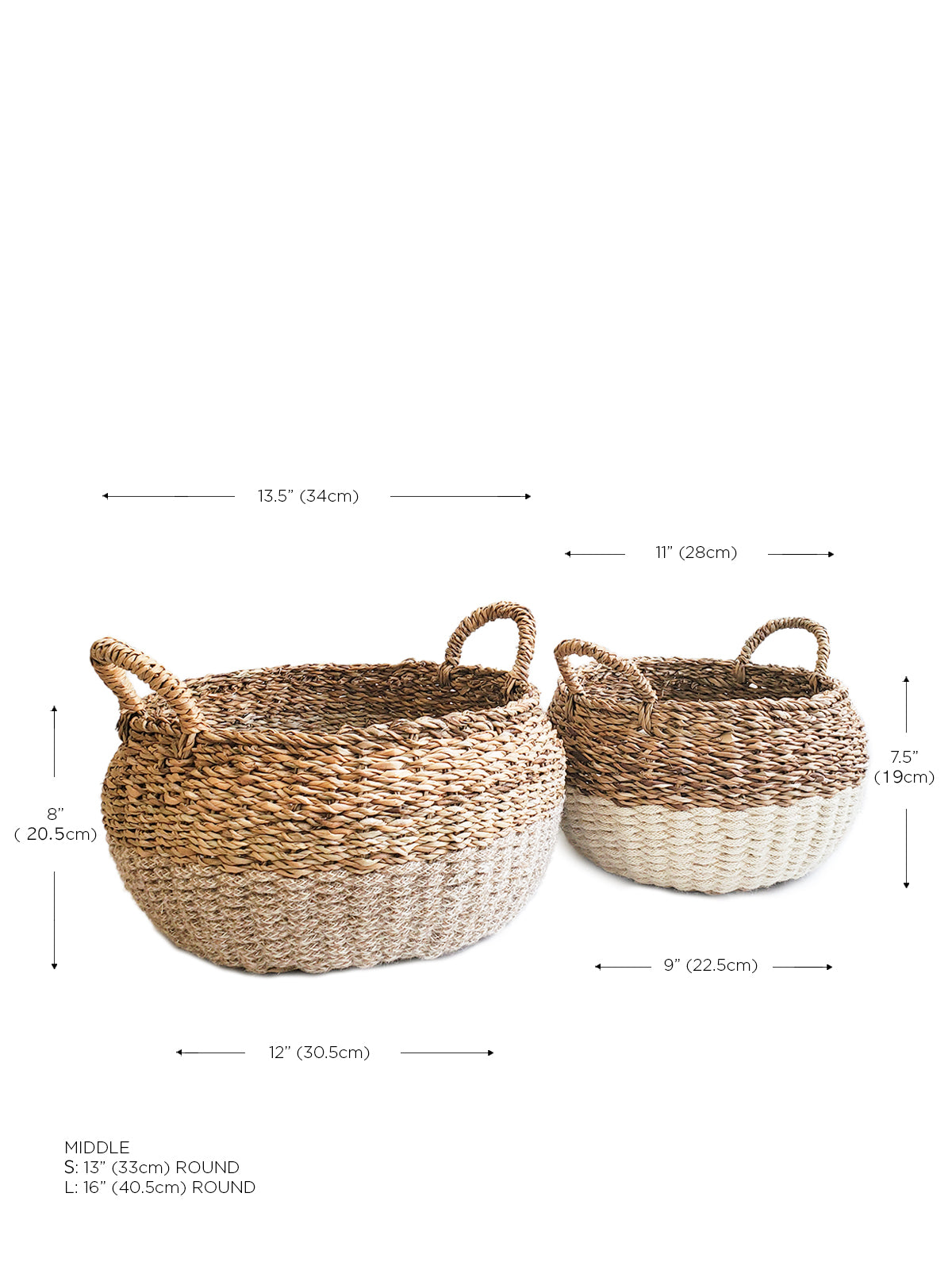 Paniers de Rangement en Jute & Seagrass